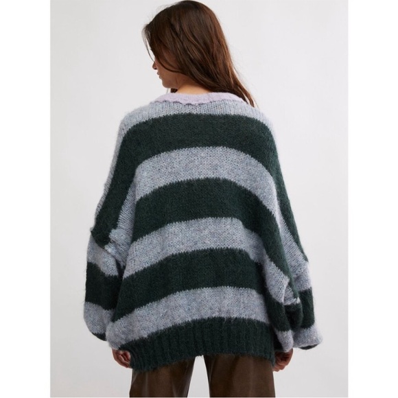 FREE PEOPLE Alpaca Wool Paris Sweater / Forest Cloud Combo Size M - Picture 3 of 12